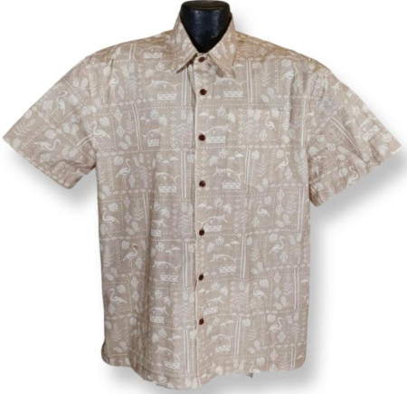 Tan Traditional Hawaiian Shirt